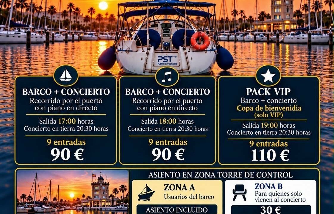 Piano al Atardecer navegando por Puerto Sotogrande